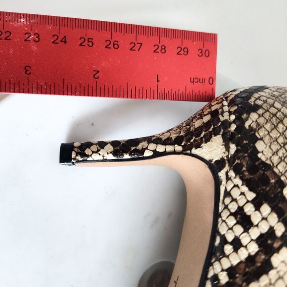 Tahari Kitten Heels Size 10 Snakeskin Tan Brown Pointed Toe Faux Leather Vegan - Picture 12 of 12